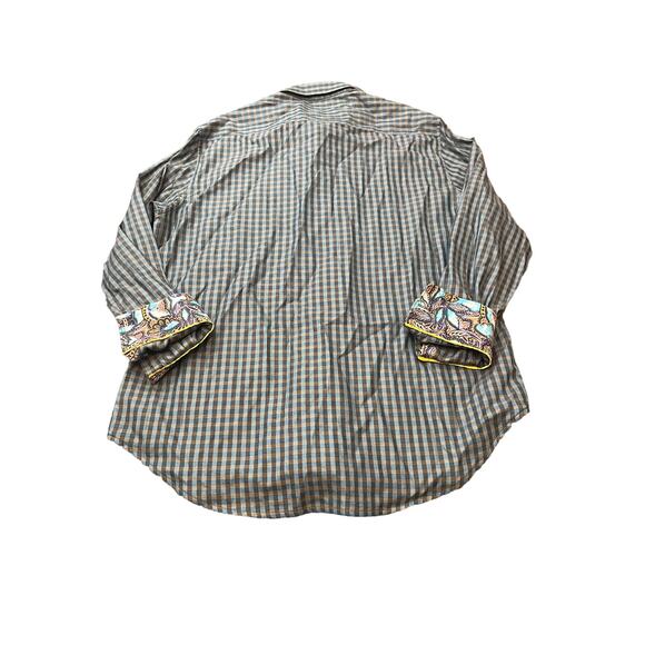 Robert Graham XL Men’s Checked Shirt Cotton Button-Front with Paisley Flip Cuffs - Picture 6 of 11